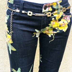 Free People Bellbottom pants with wide legs and orchid design Size 28